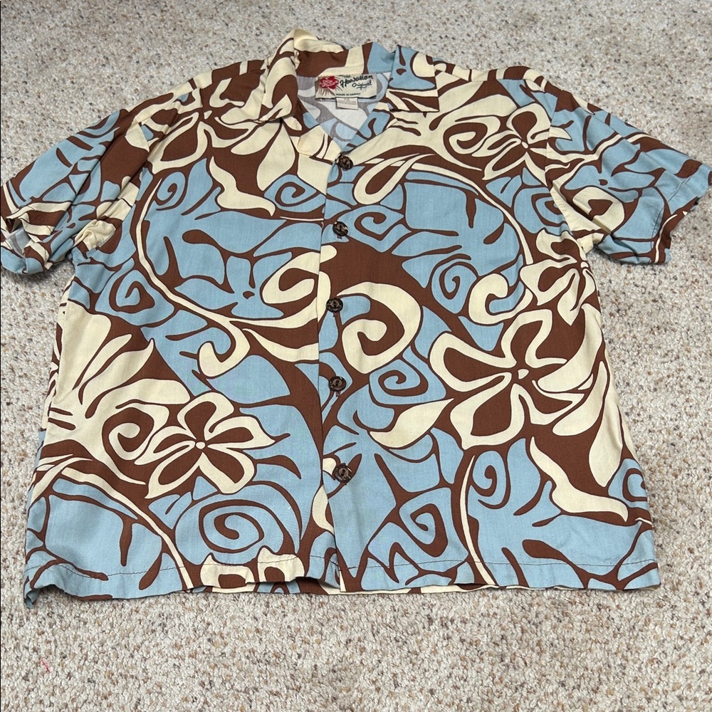 Hilo Hattie Blue and Brown Boy's Aloha Shirt